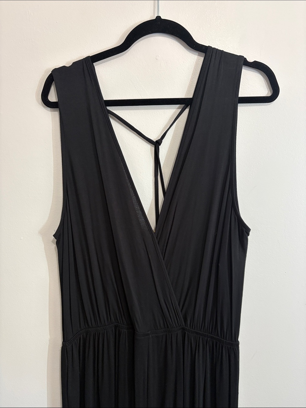 BNWT La Vie en Rose aqua crossover wide leg jumpsuit size L in Black - Picture 6 of 7